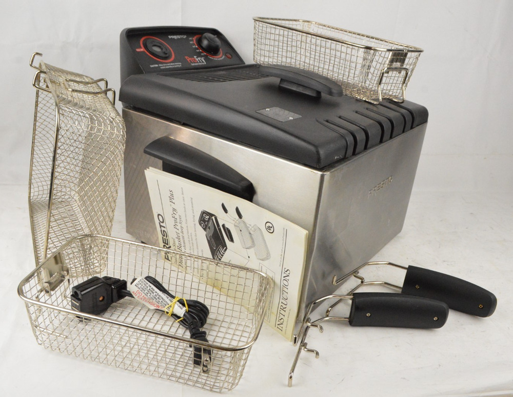 Presto ProFry Plus 0546720 Dual Basket Deep Fryer 1800W w/ Jumbo Basket